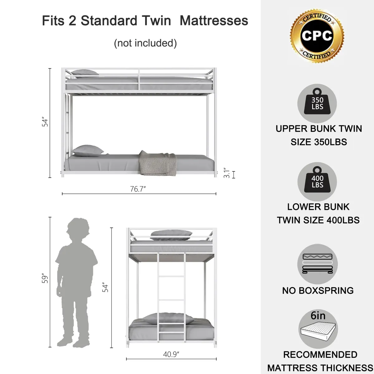 Adam - Metal Bunk Bed