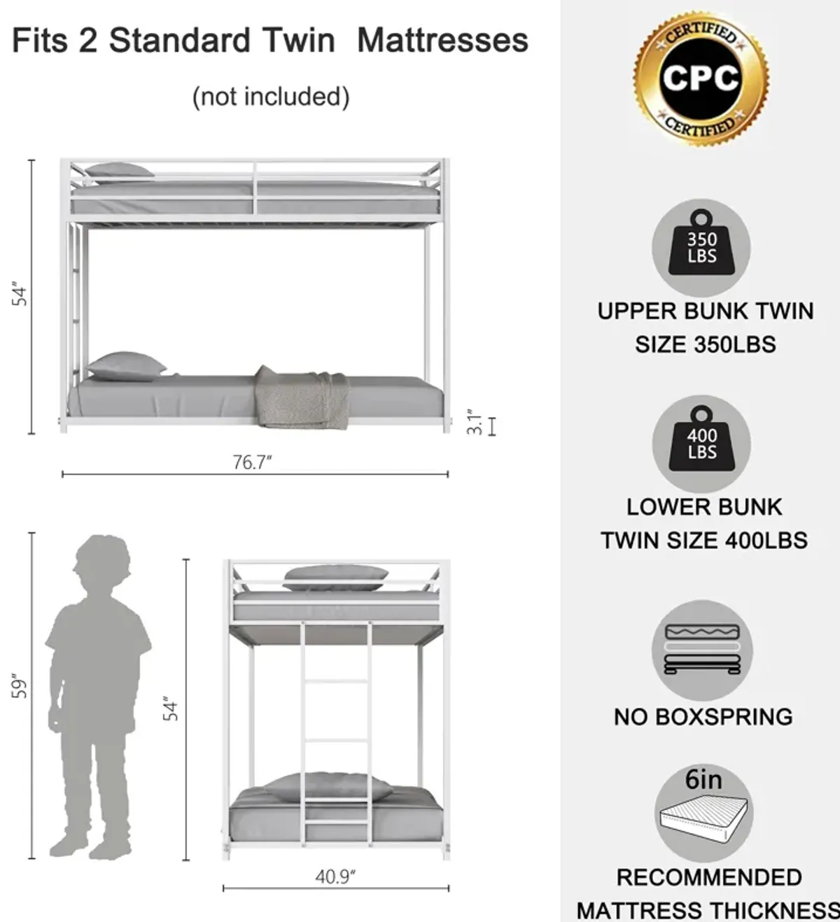 Adam - Metal Bunk Bed