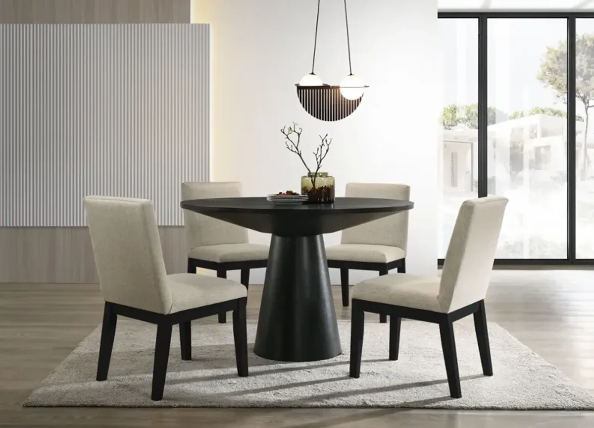 Jasper - Contemporary Round Dining Table With Black Finish Chairs