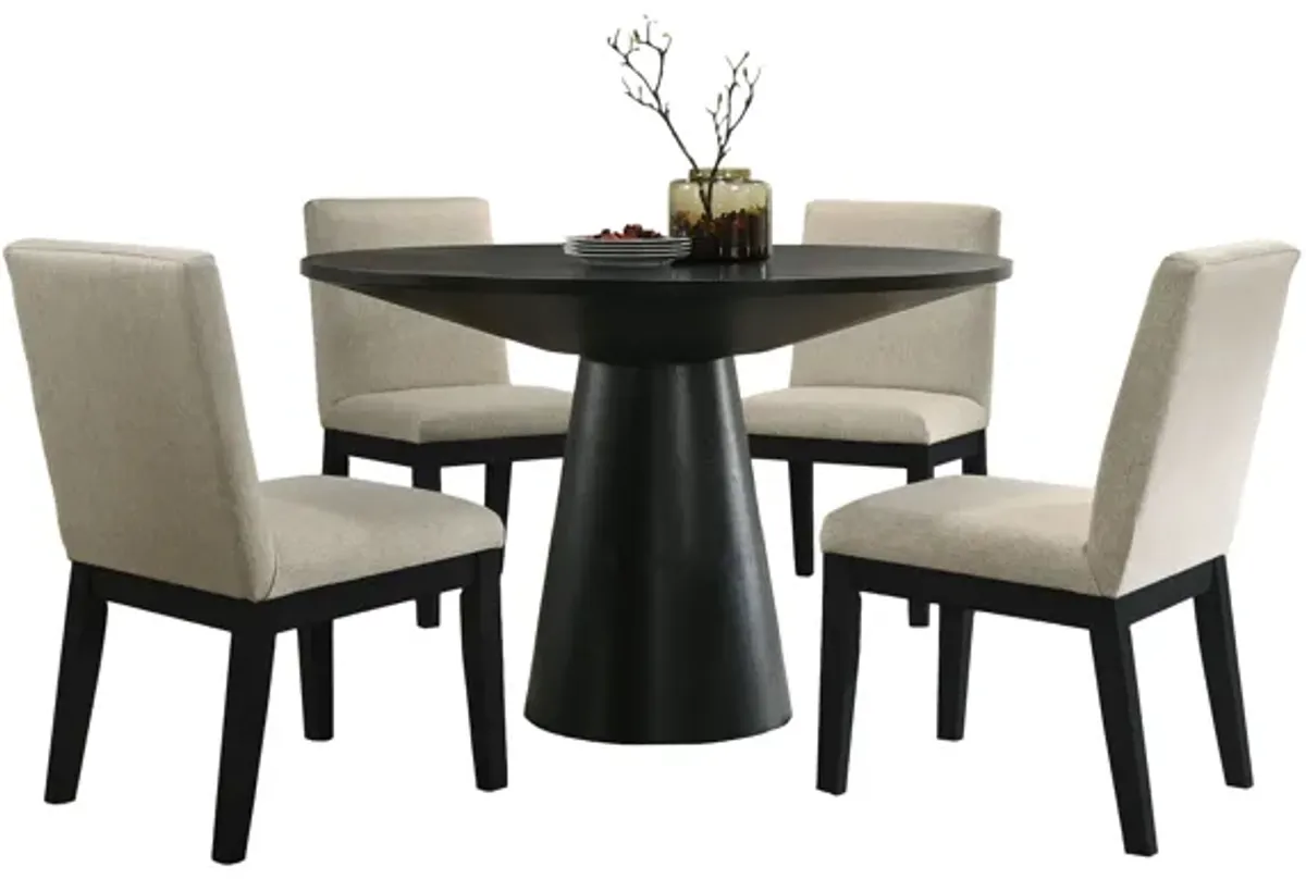 Jasper - Contemporary Round Dining Table With Black Finish Chairs