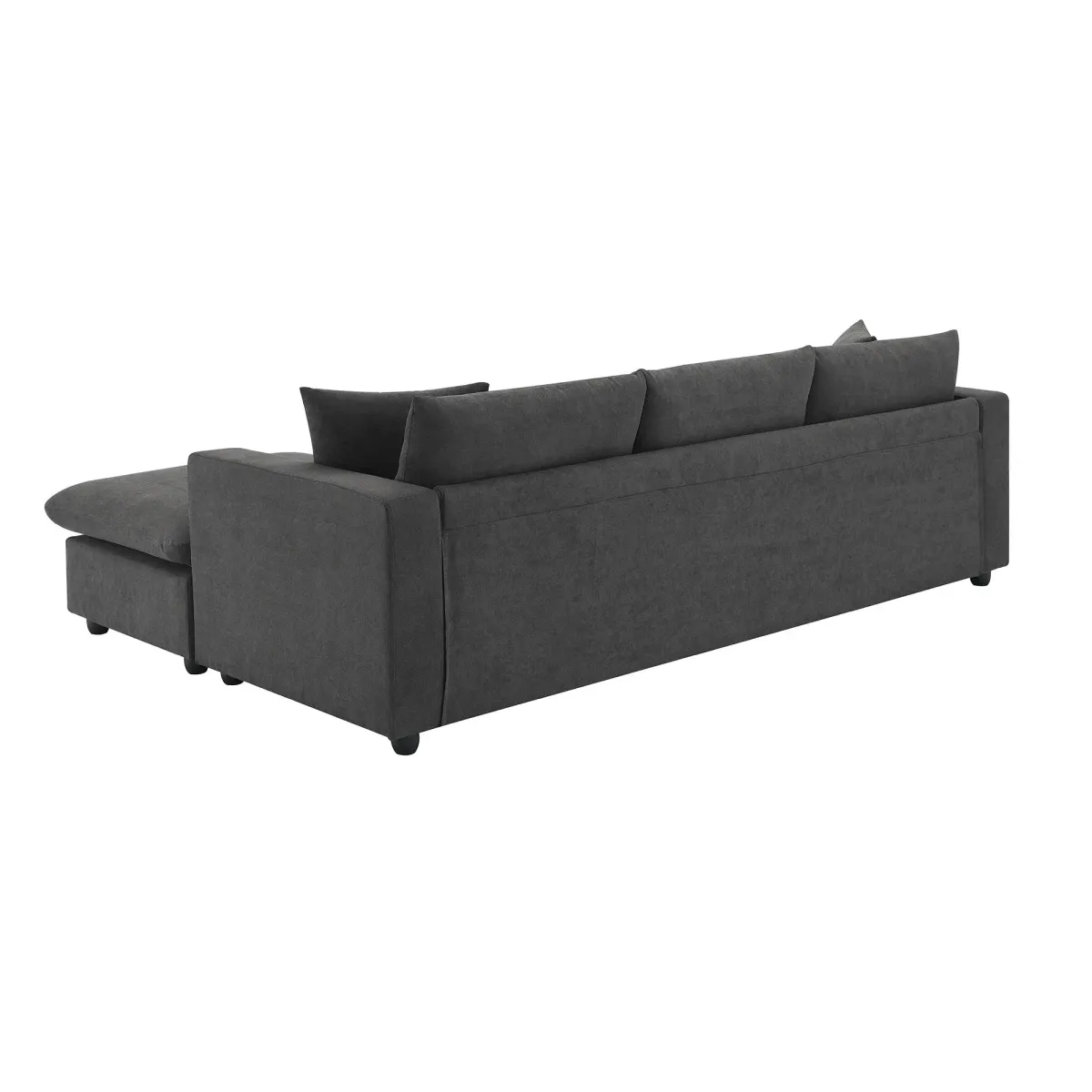 Modern Sectional Sofa, L-Shaped Couch Set With 2 Free Pillows, 4-Seat Polyester Fabric Couch Set With Convertible Ottoman For Living Room, Apartment, Office