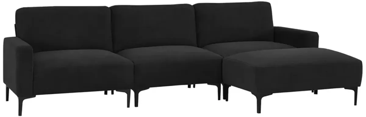 Modern L-Shaped Sectional Sofa, 4-Seat Velvet Fabric Couch Set With Convertible Ottoman, Freely Combinable Sofa For Living Room, Apartment, Office, Apartment