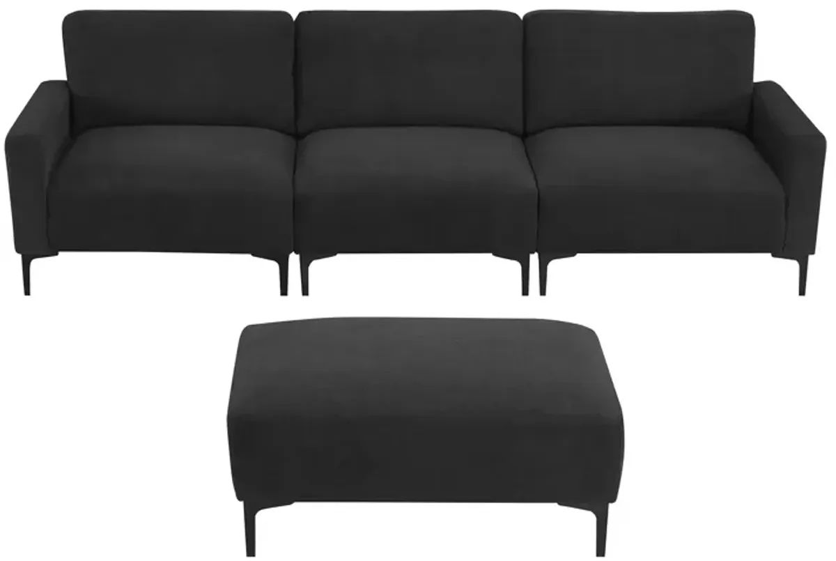 Modern L-Shaped Sectional Sofa, 4-Seat Velvet Fabric Couch Set With Convertible Ottoman, Freely Combinable Sofa For Living Room, Apartment, Office, Apartment