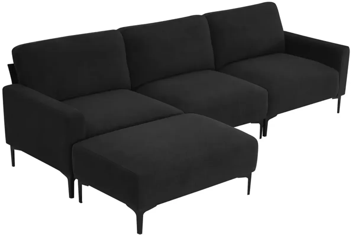 Modern L-Shaped Sectional Sofa, 4-Seat Velvet Fabric Couch Set With Convertible Ottoman, Freely Combinable Sofa For Living Room, Apartment, Office, Apartment