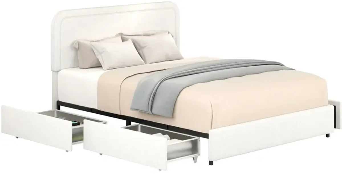 Liv - Patented With Drawers Upholstered Storage Platform Bed