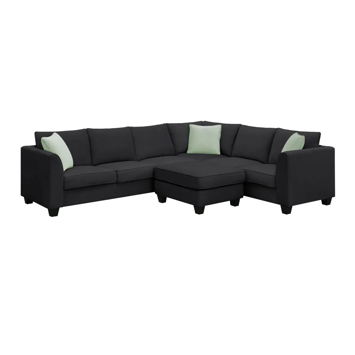 Sectional Sofa Couches Living Room Sets, 7 Seats Modular Sectional Sofa With Ottoman, L Shape Fabric Sofa Corner Couch Set With 3 Pillows