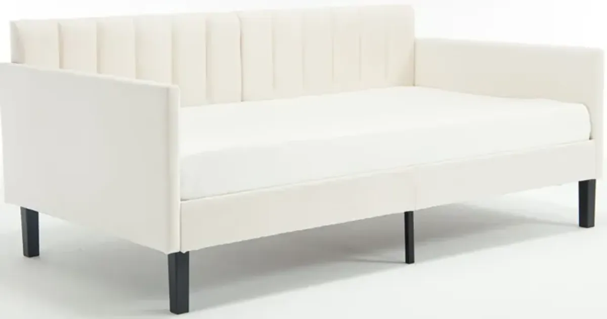 Elena - Boucle Upholstered Daybed, Ribbed Tufted Backrest