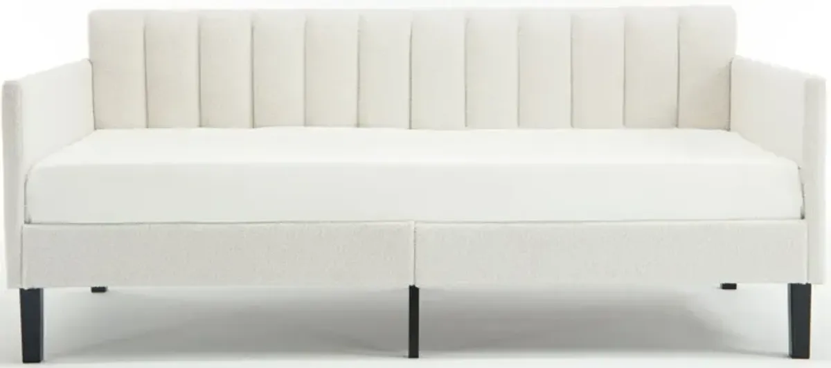 Elena - Boucle Upholstered Daybed, Ribbed Tufted Backrest