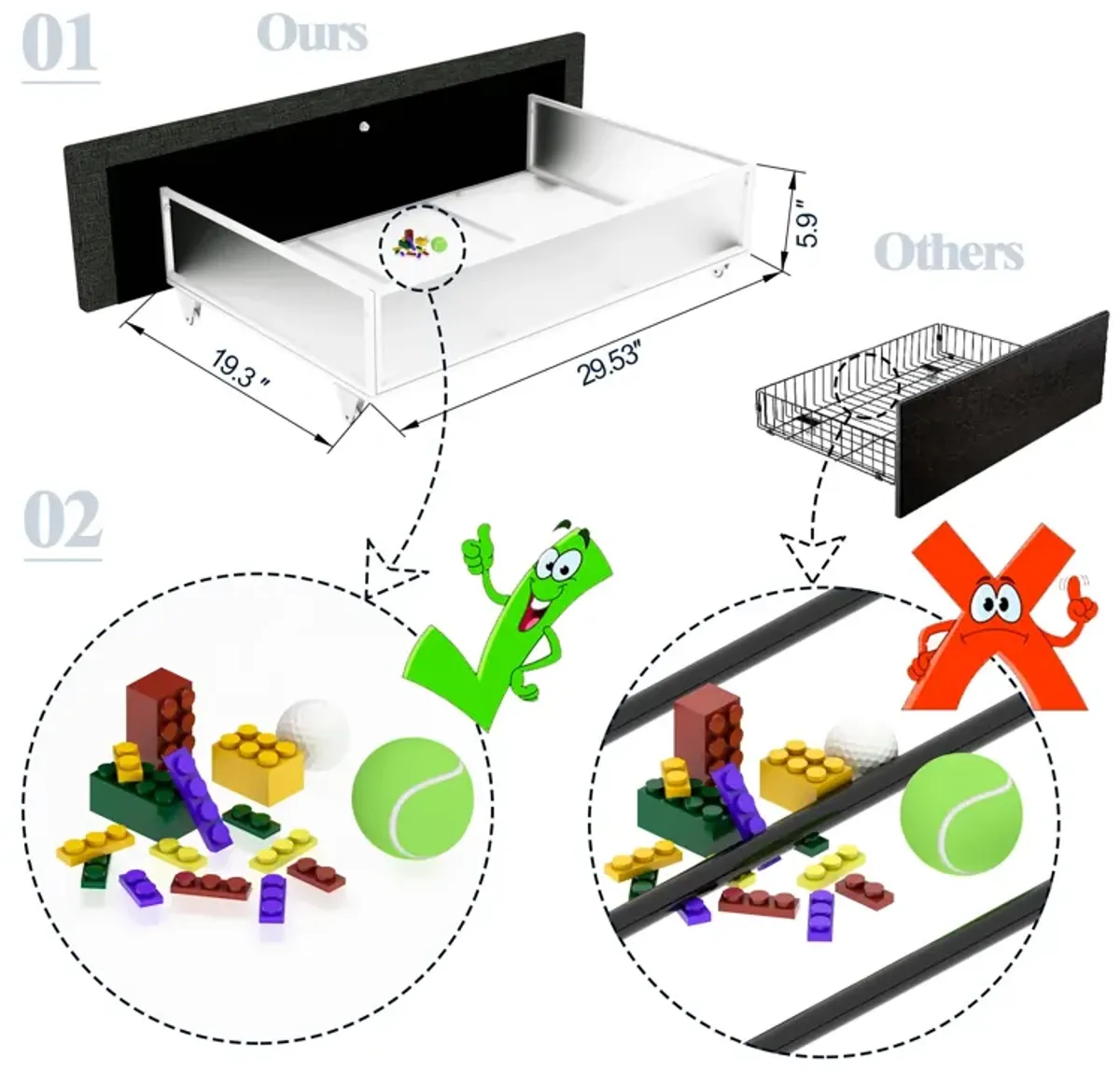 Anna - Upholstered Wingback Platform Bed With Patented 4 Drawers Storage