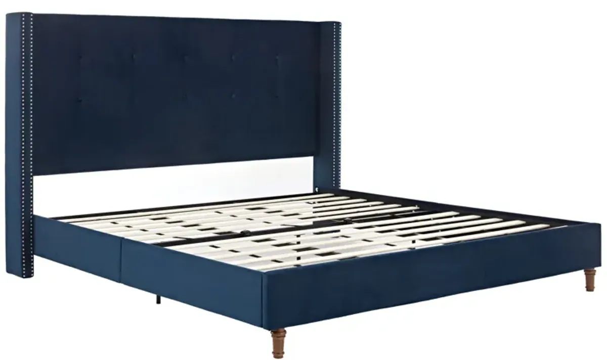 Peyton - Upholstered Bed With 54" High Headboard, Traditional Hand Buttoned Tufting