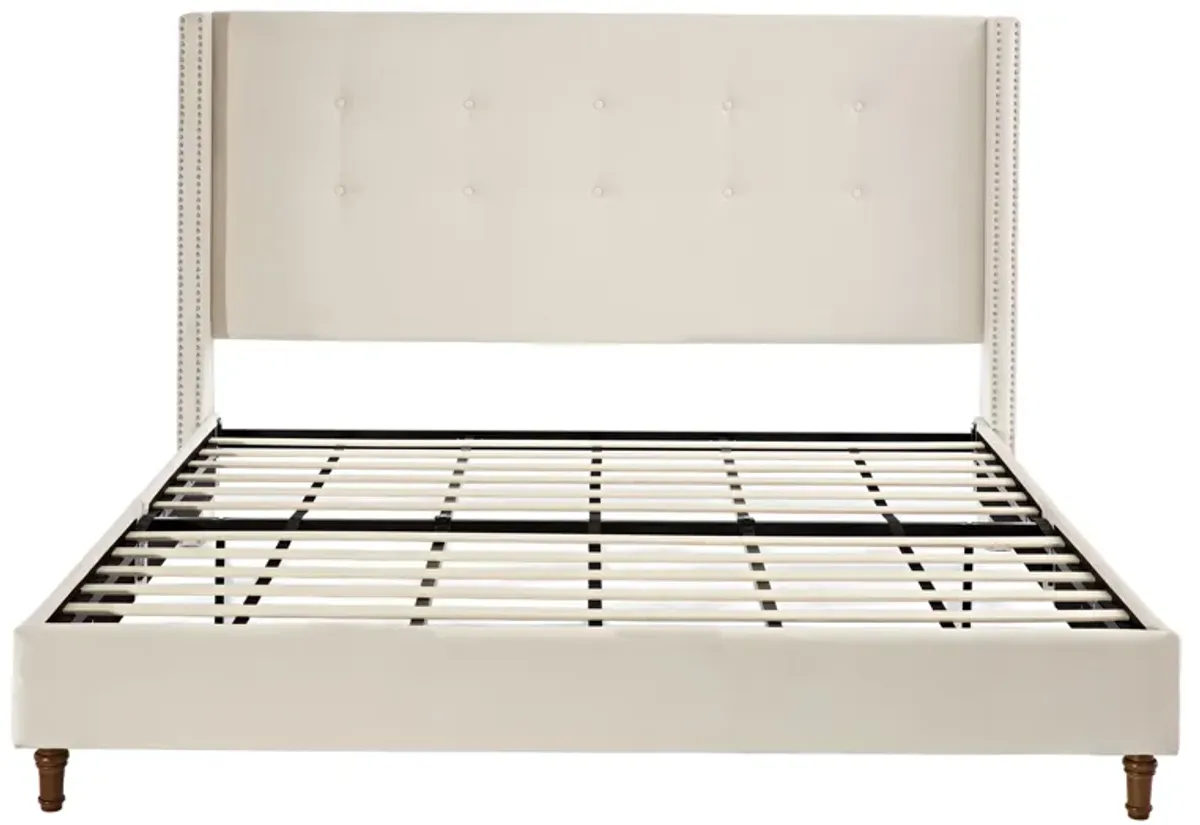 Peyton - Upholstered Bed With 54" High Headboard, Traditional Hand Buttoned Tufting