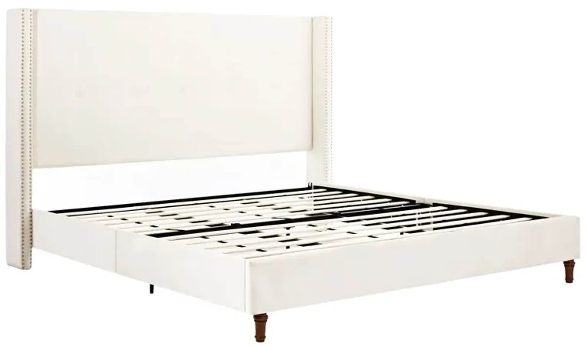 Peyton - Upholstered Bed With 54" High Headboard, Traditional Hand Buttoned Tufting