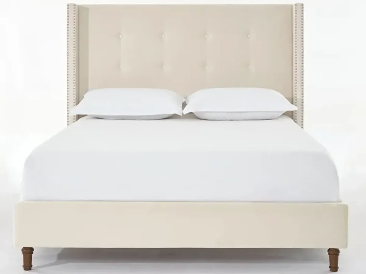 Peyton - Upholstered Bed With 54" High Headboard, Traditional Hand Buttoned Tufting