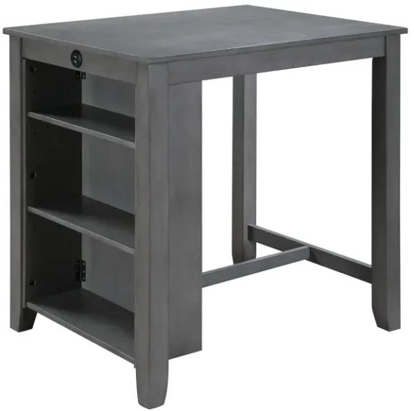 Graham - Small Space Counter Height Dining Table With USB Charging Ports And Shelves