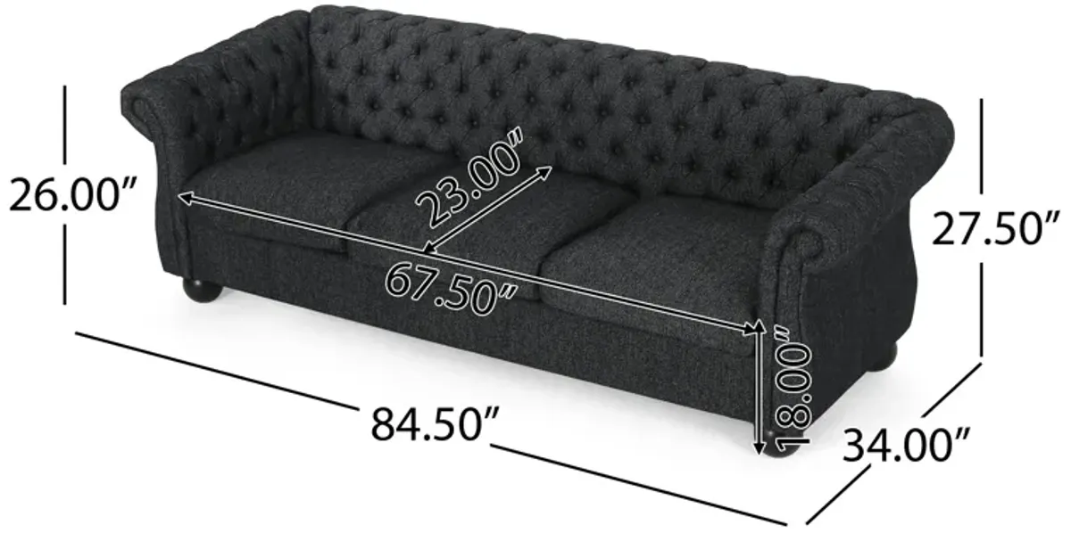 Mirod Comfy - 3-Seat Sofa With Wooden Legs, For Living Room And Study