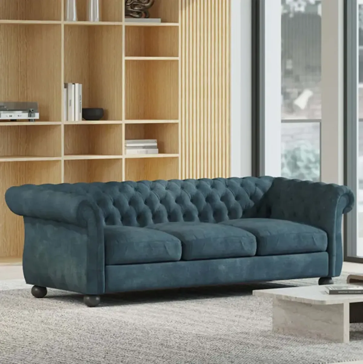 Mirod Comfy - 3-Seat Sofa With Wooden Legs, For Living Room And Study