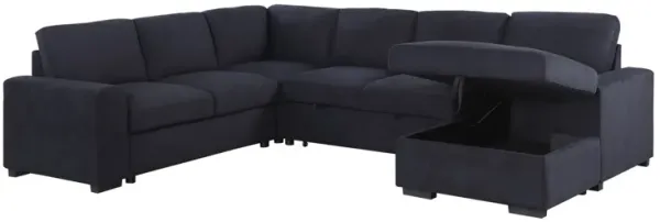 Selene II - Woven Fabric Sleeper Sectional Sofa With Right Facing Storage Chaise - Dark Gray