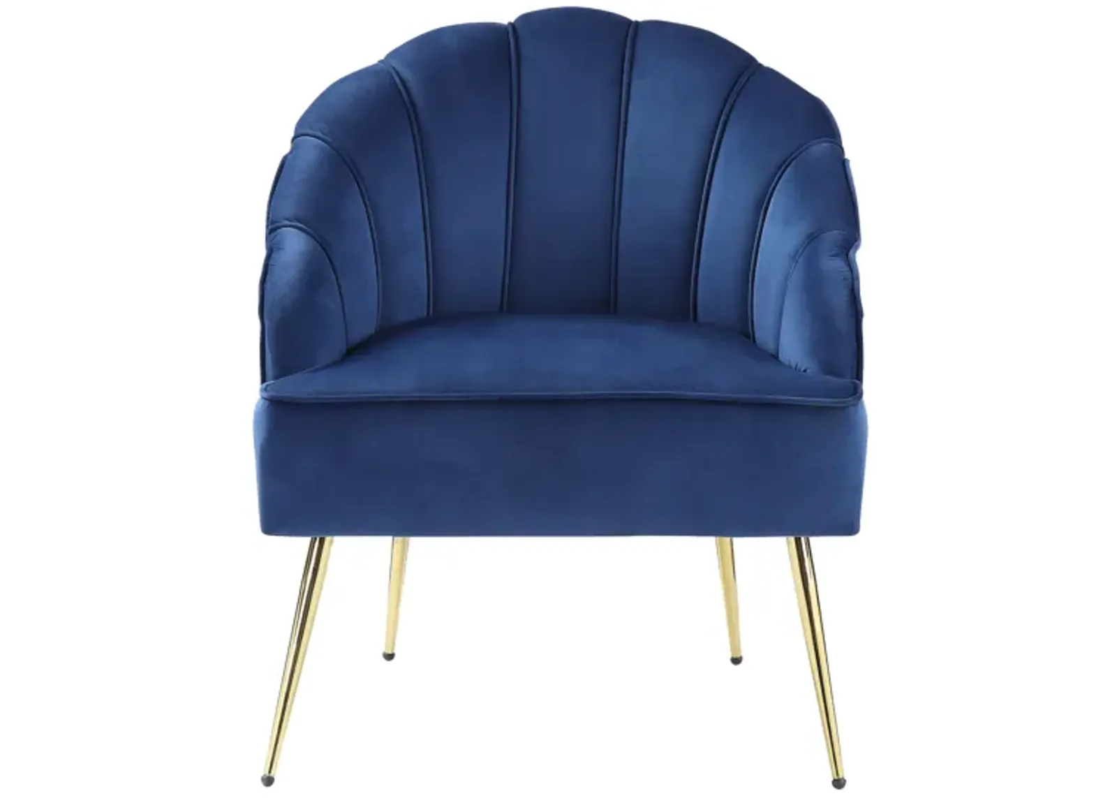 Naomi - Blue Velvet Wingback Accent Chair With Metal Legs