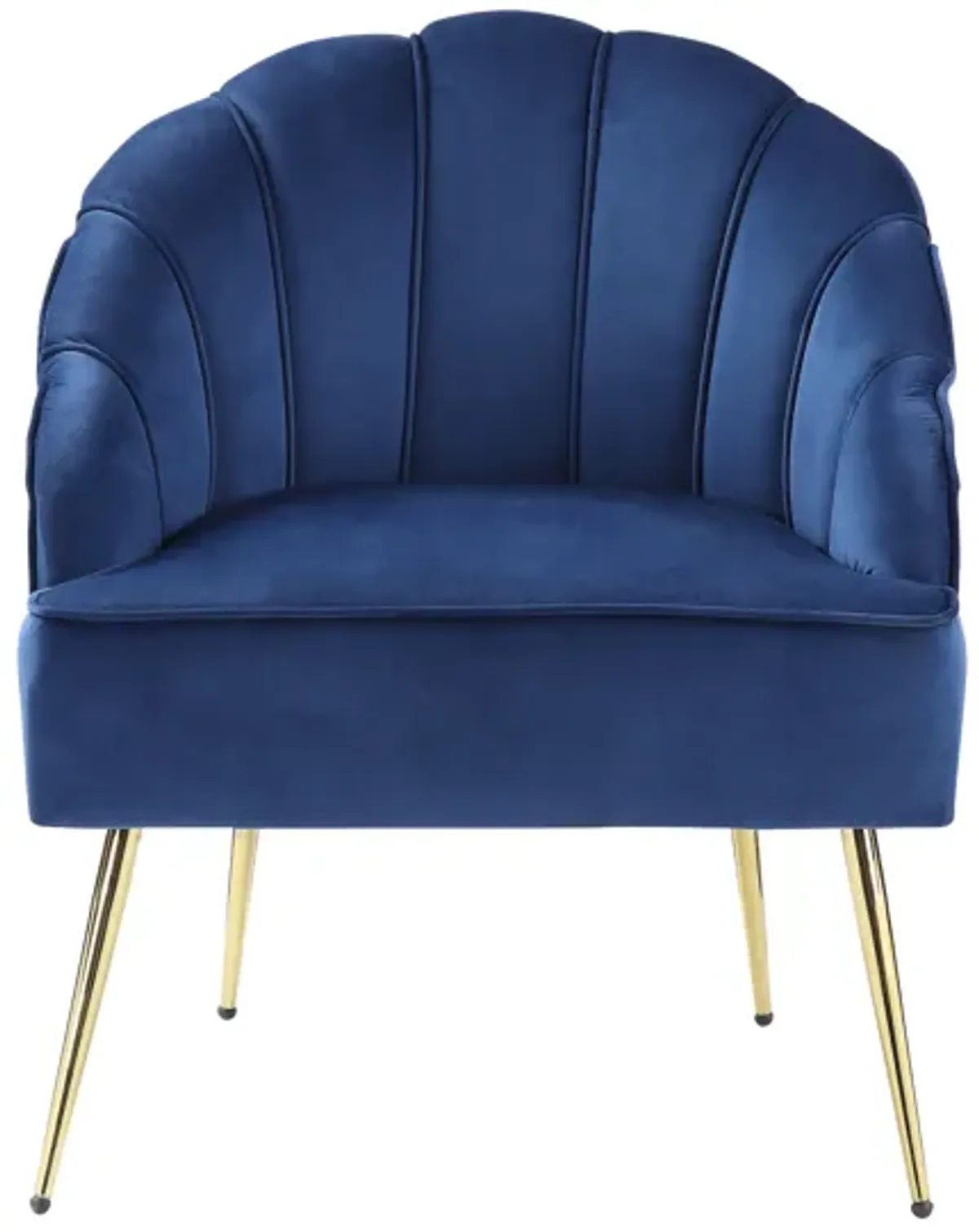 Naomi - Blue Velvet Wingback Accent Chair With Metal Legs