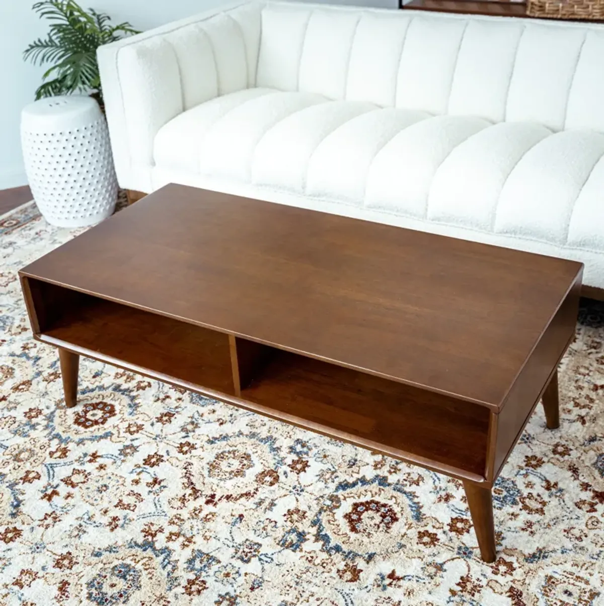 Hazel Solid Wood Coffee Table - Walnut Brown