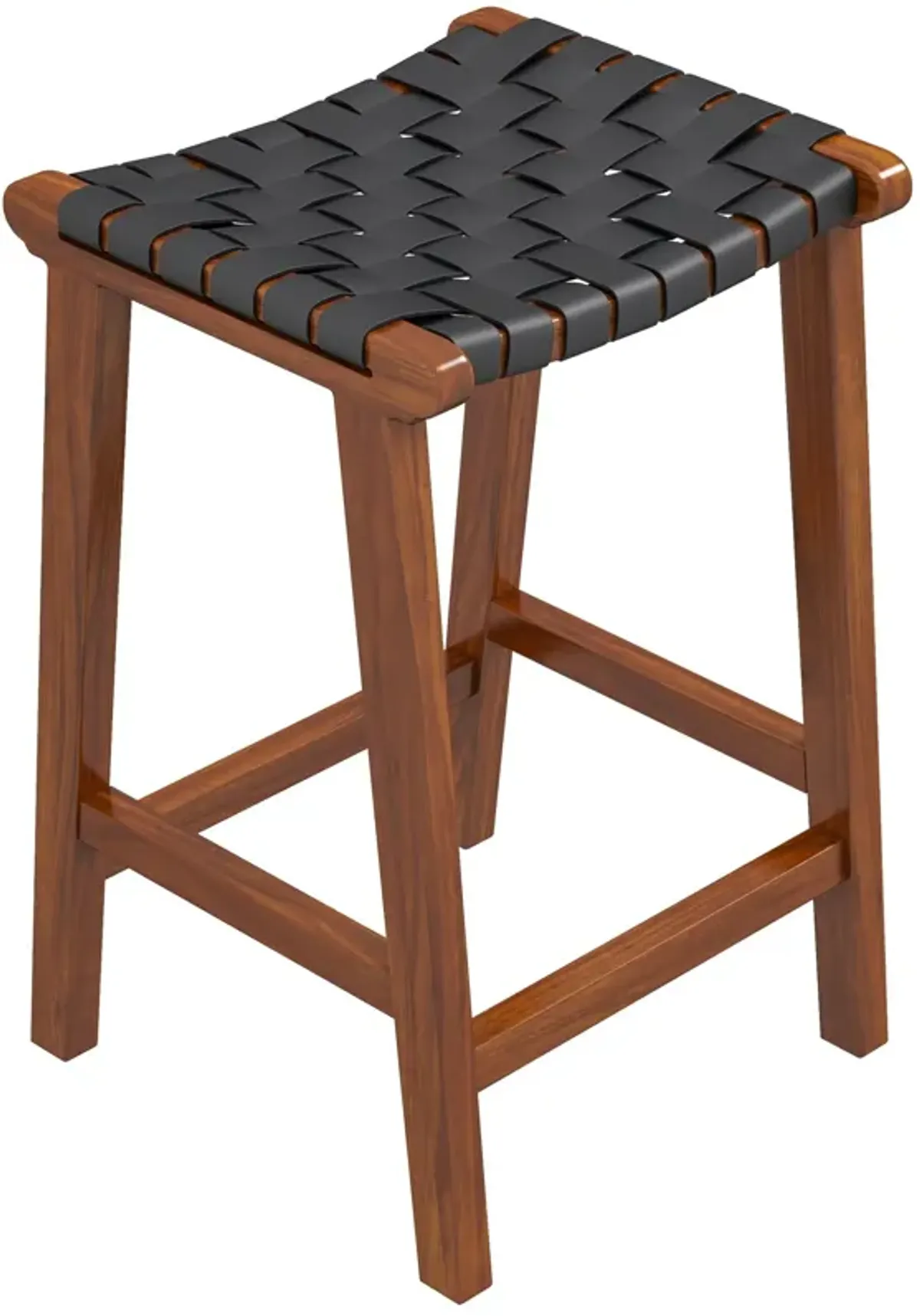 James - Mid-Century Modern Leather Bar Stool - Black