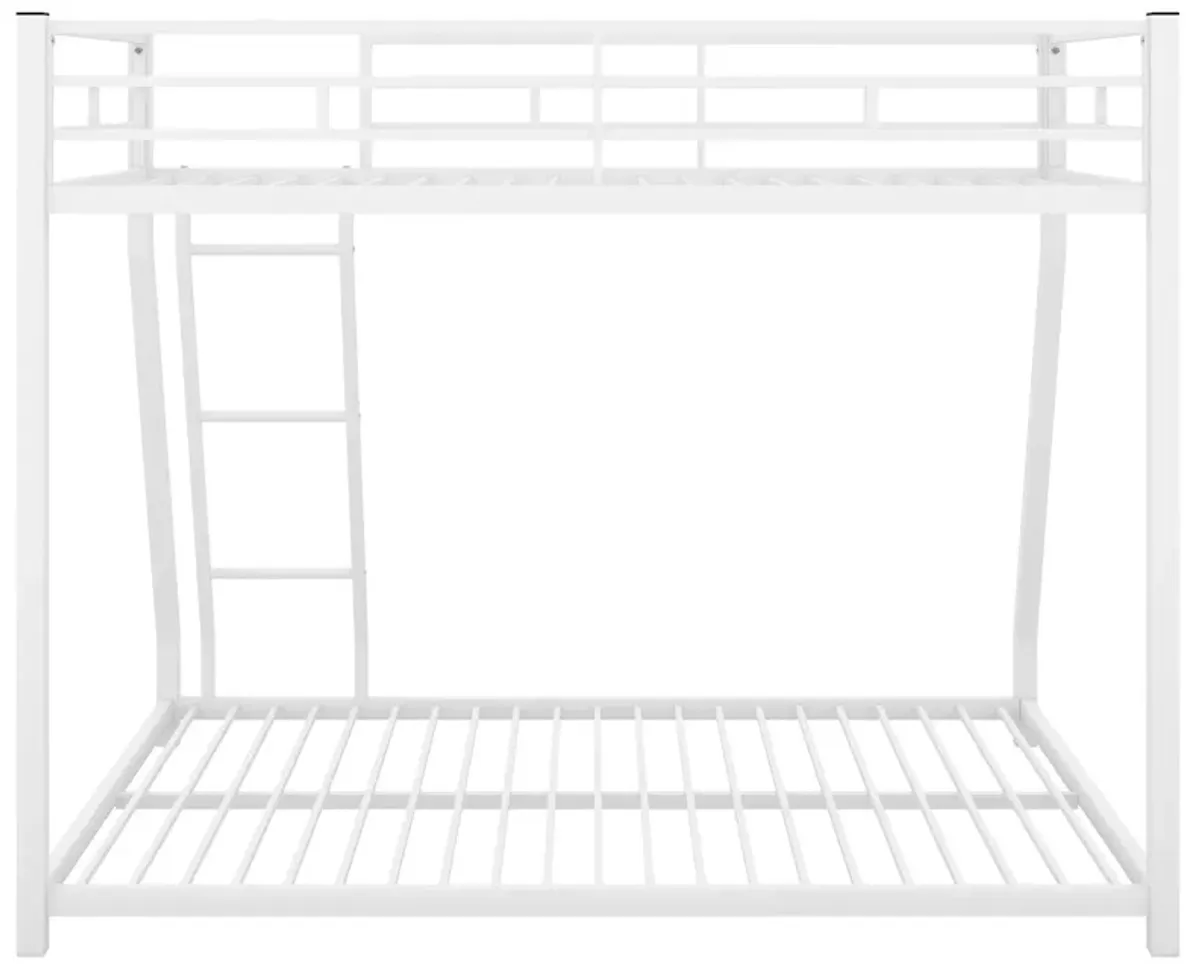 Metal Floor Bunk Bed, Twin Over Full - White