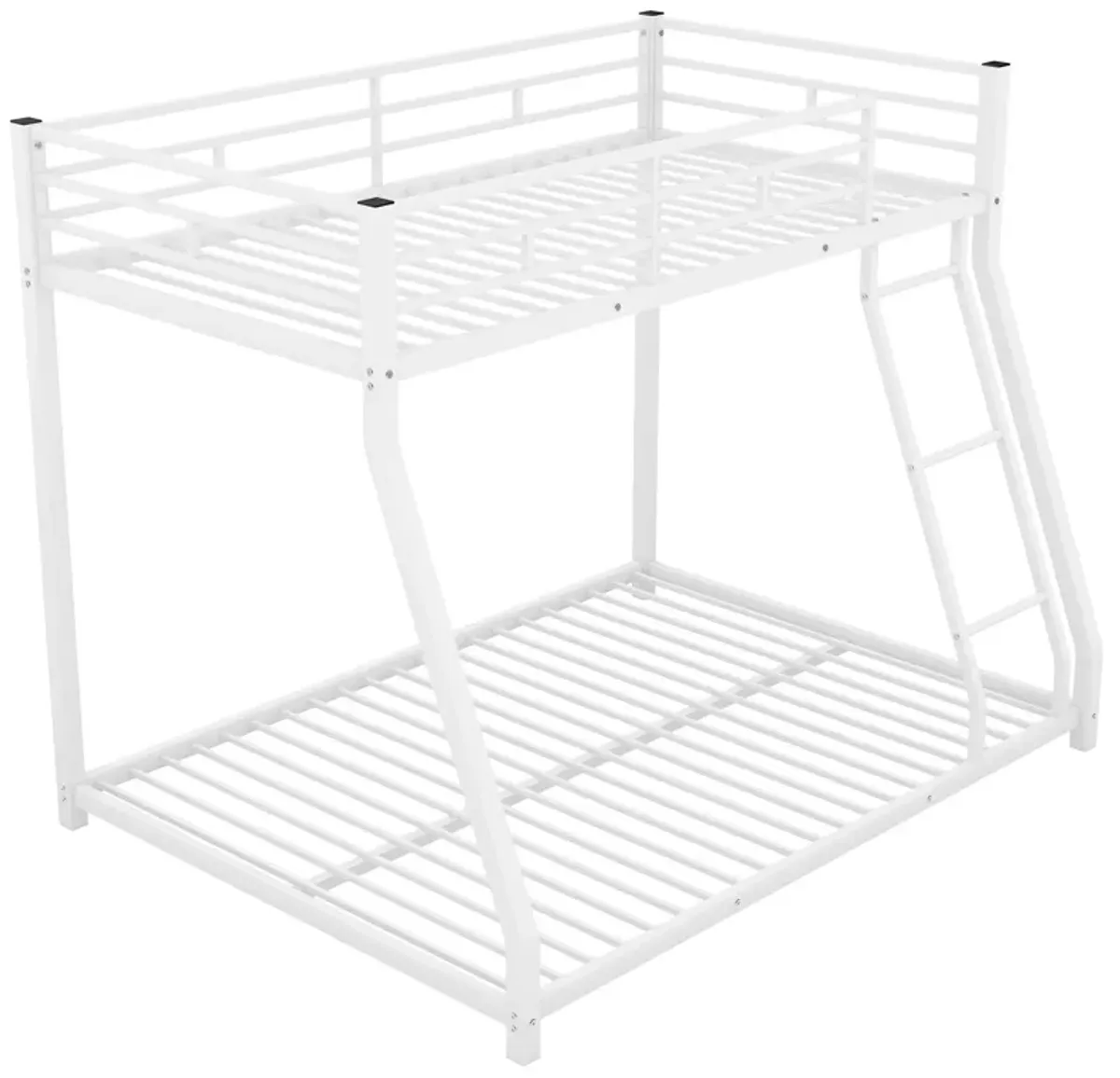 Metal Floor Bunk Bed, Twin Over Full - White