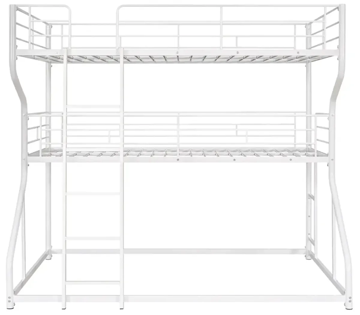 Full Long Over Twin Long Over Queen Size Triple Bunk Bed With Long And Short Ladder - White