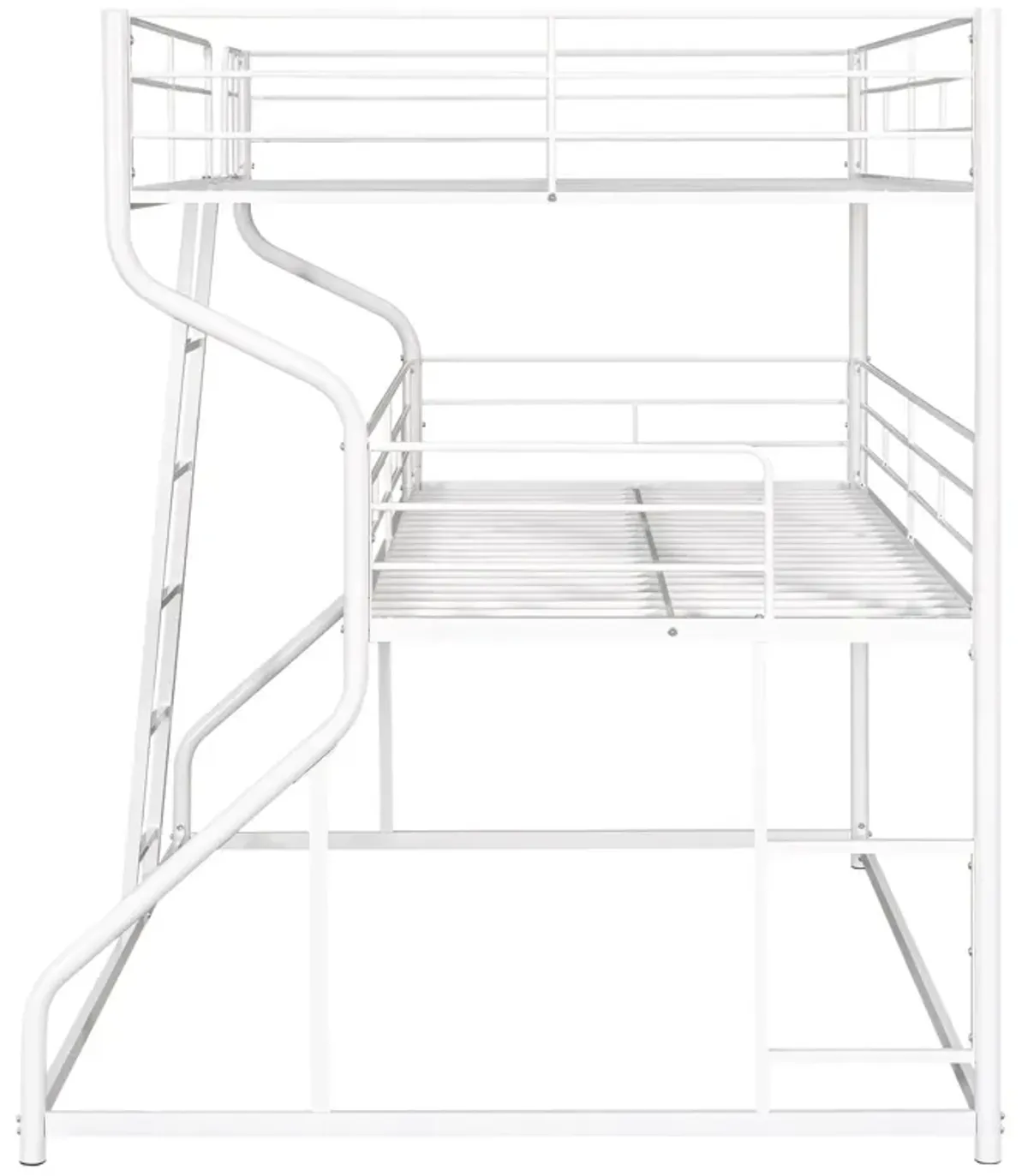 Full Long Over Twin Long Over Queen Size Triple Bunk Bed With Long And Short Ladder - White