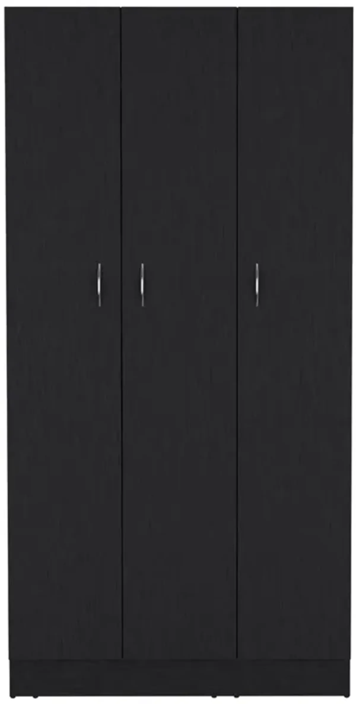 Wardrobe Armoire With 3 Doors And 2 Inner Drawers, 3 Doors - Black