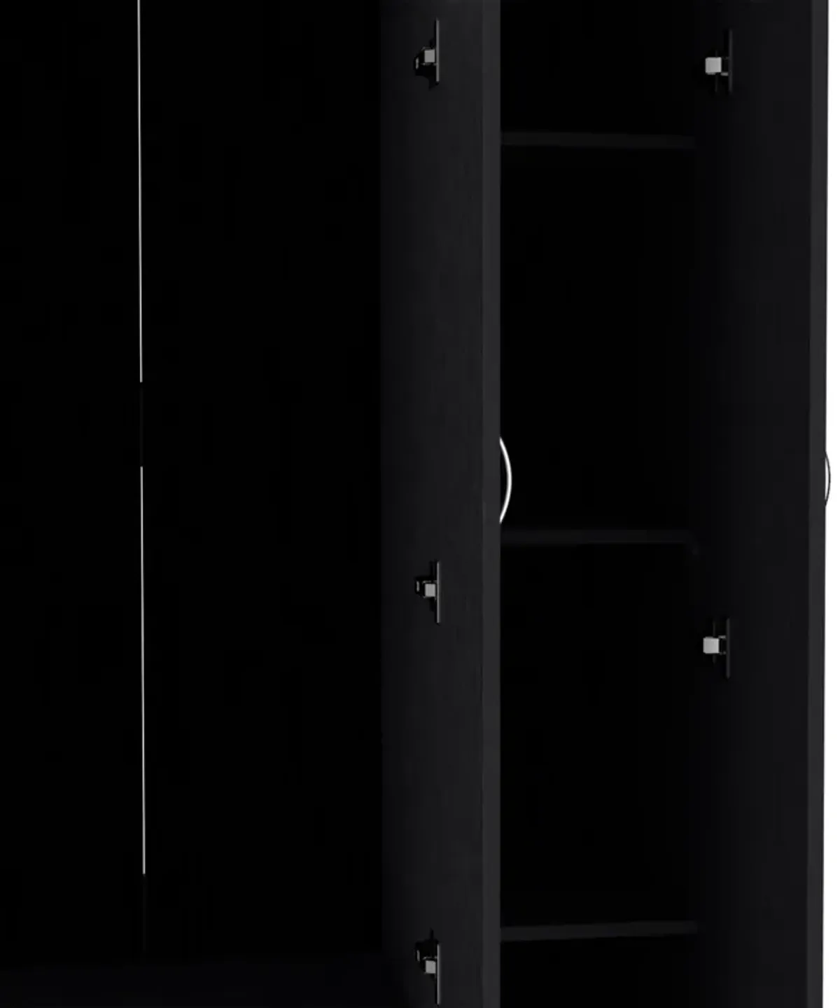 Wardrobe Armoire With 3 Doors And 2 Inner Drawers, 3 Doors - Black