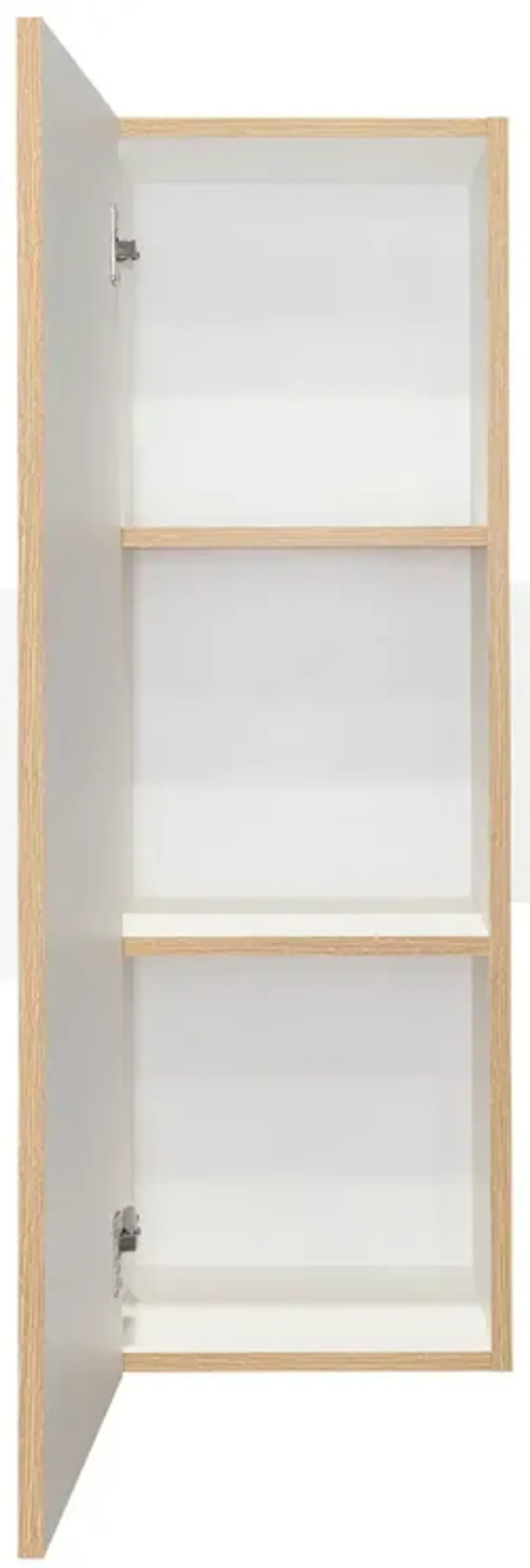 Medicine Single Door Cabinet, Three Shelves - Light Oak / White