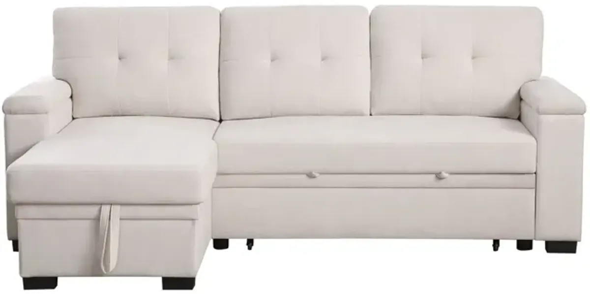 Lucca II - 84.5"W Reversible Sleeper Sectional Sofa with Storage Chaise