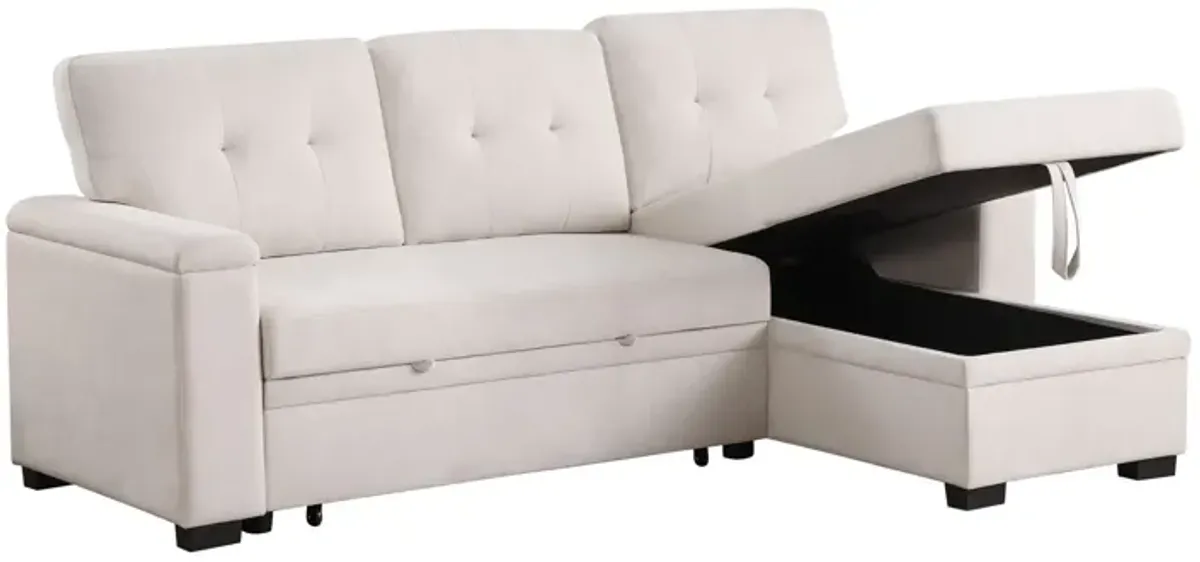 Lucca II - 84.5"W Reversible Sleeper Sectional Sofa with Storage Chaise