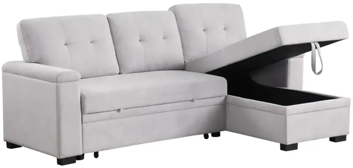 Lucca II - 84.5"W Reversible Sleeper Sectional Sofa with Storage Chaise