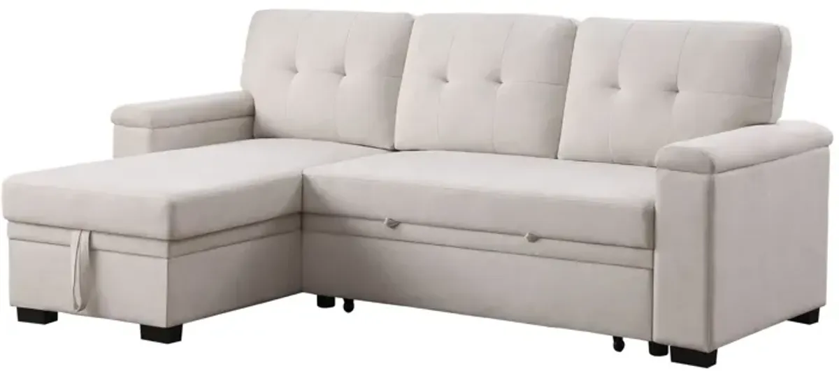 Lucca II - 84.5"W Reversible Sleeper Sectional Sofa with Storage Chaise