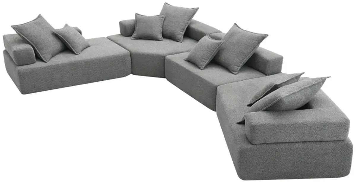 Oversized Modular Sectional Sofa, Luxury Boucle Floor Couch Set, Convertible Sleeper Couch, Spacious Foam-Filled Sofa Bed For Living Room