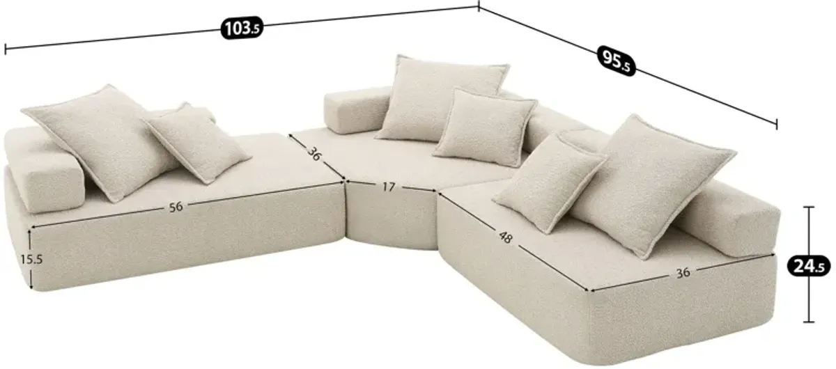 Oversized Modular Sectional Sofa, Luxury Boucle Floor Couch Set, Convertible Sleeper Couch, Spacious Foam-Filled Sofa Bed For Living Room