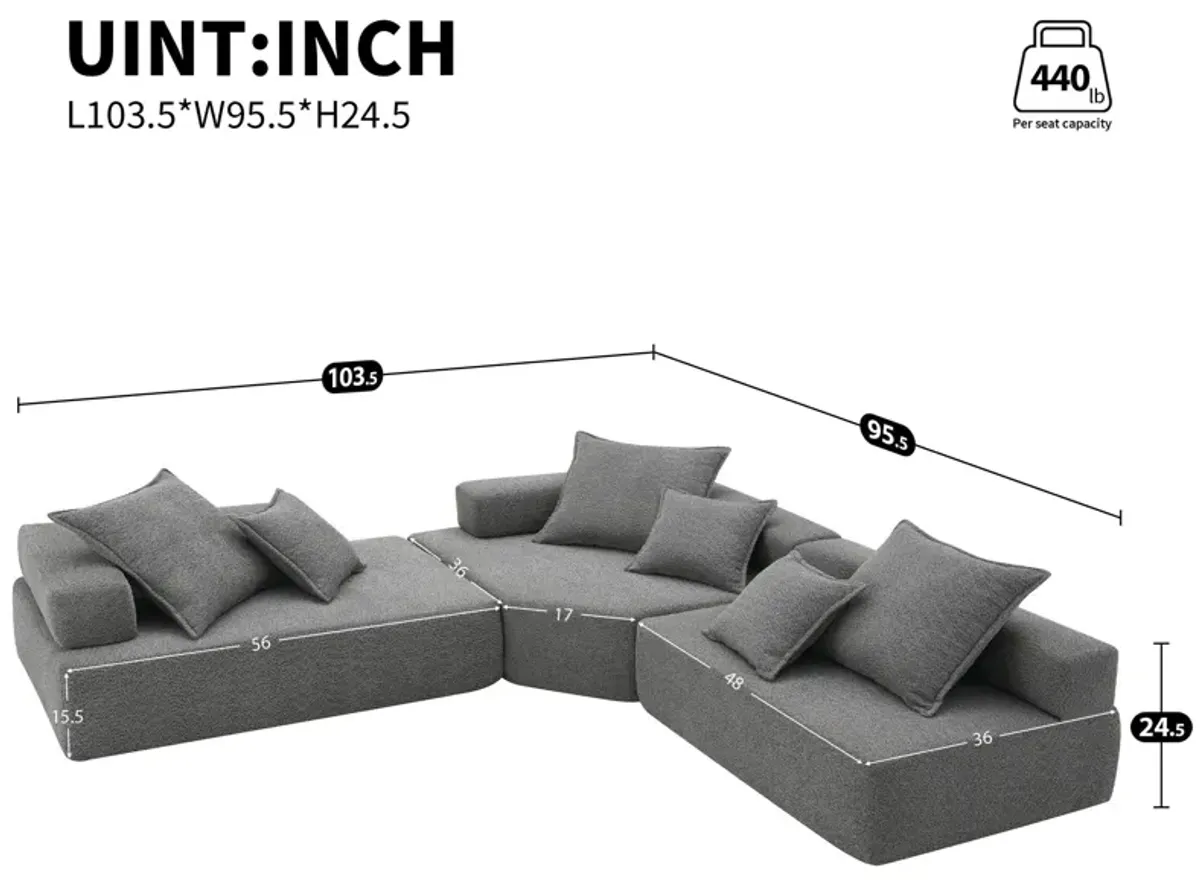 Oversized Modular Sectional Sofa, Luxury Boucle Floor Couch Set, Convertible Sleeper Couch, Spacious Foam-Filled Sofa Bed For Living Room