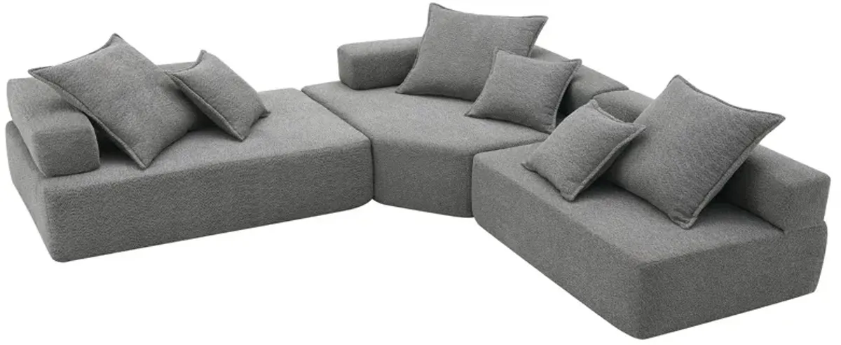 Oversized Modular Sectional Sofa, Luxury Boucle Floor Couch Set, Convertible Sleeper Couch, Spacious Foam-Filled Sofa Bed For Living Room