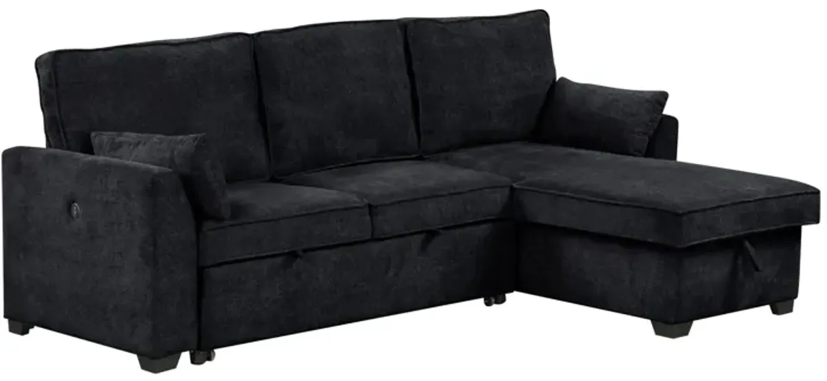 Ember - 92"W Fabric Sleeper Sectional with Reversible Storage Chaise