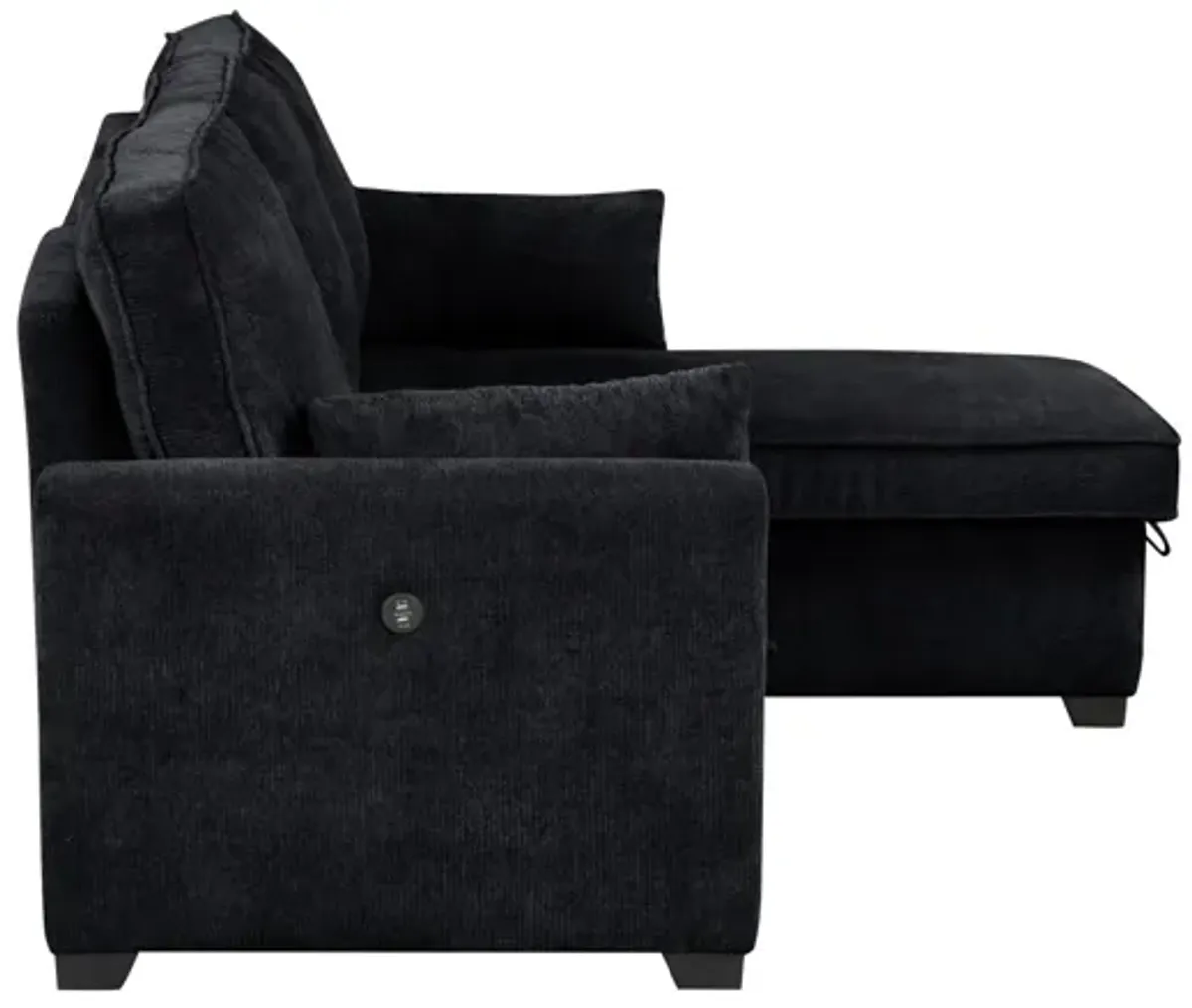 Ember - 92"W Fabric Sleeper Sectional with Reversible Storage Chaise