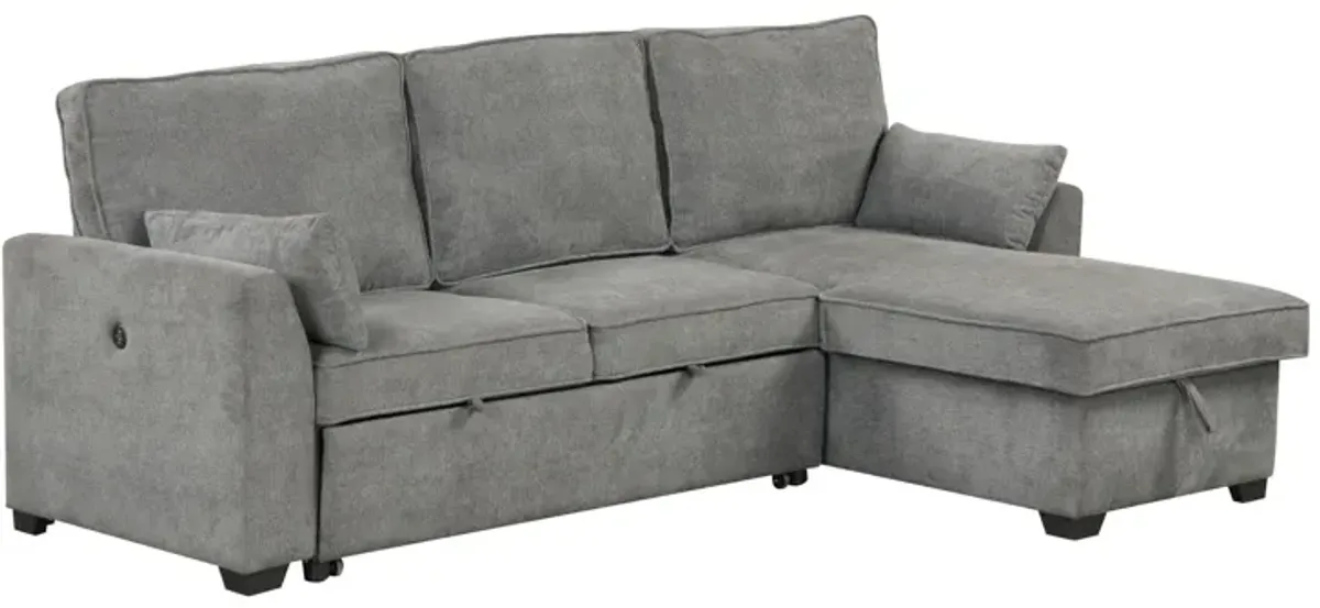 Ember - 92"W Fabric Sleeper Sectional with Reversible Storage Chaise