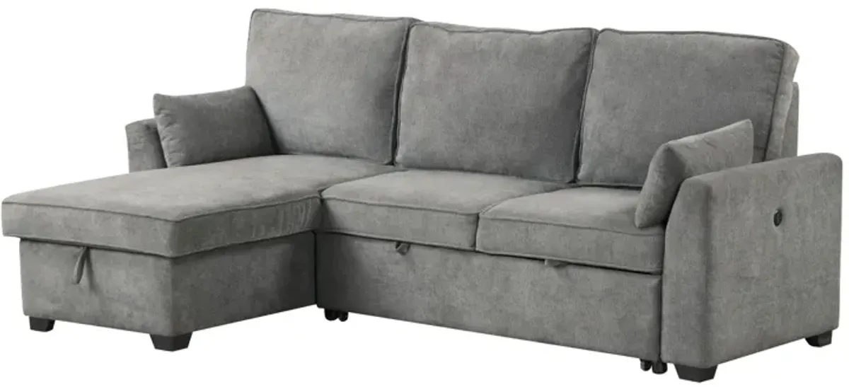 Ember - 92"W Fabric Sleeper Sectional with Reversible Storage Chaise