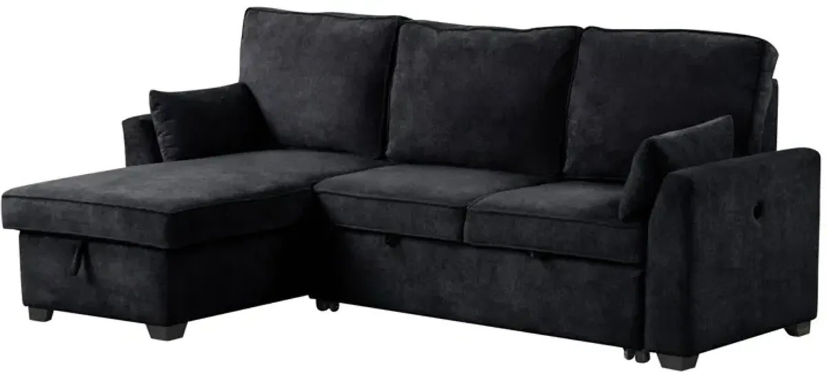 Ember - 92"W Fabric Sleeper Sectional with Reversible Storage Chaise