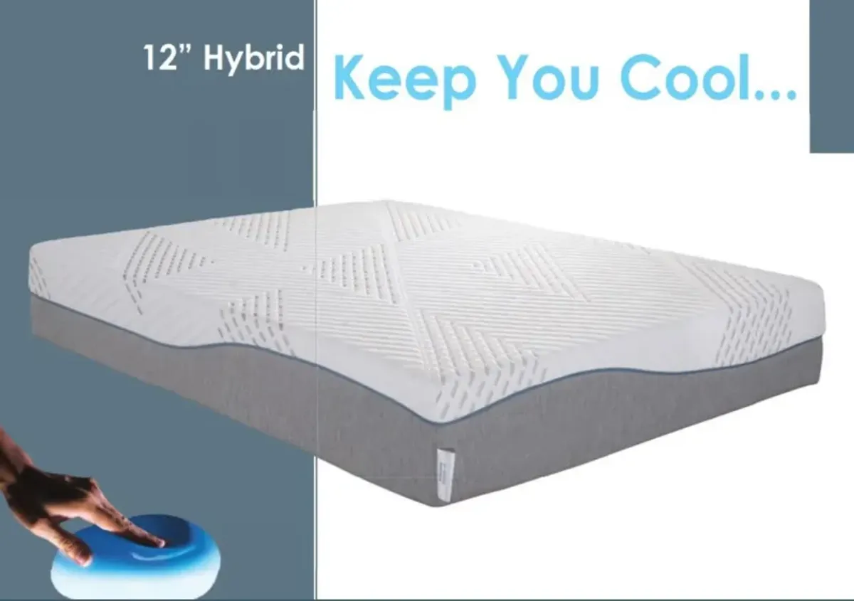 Hopewell 12" Medium Cooling Gel Memory Edge Support Pocket Spring Removable Cover Hybrid Mattress