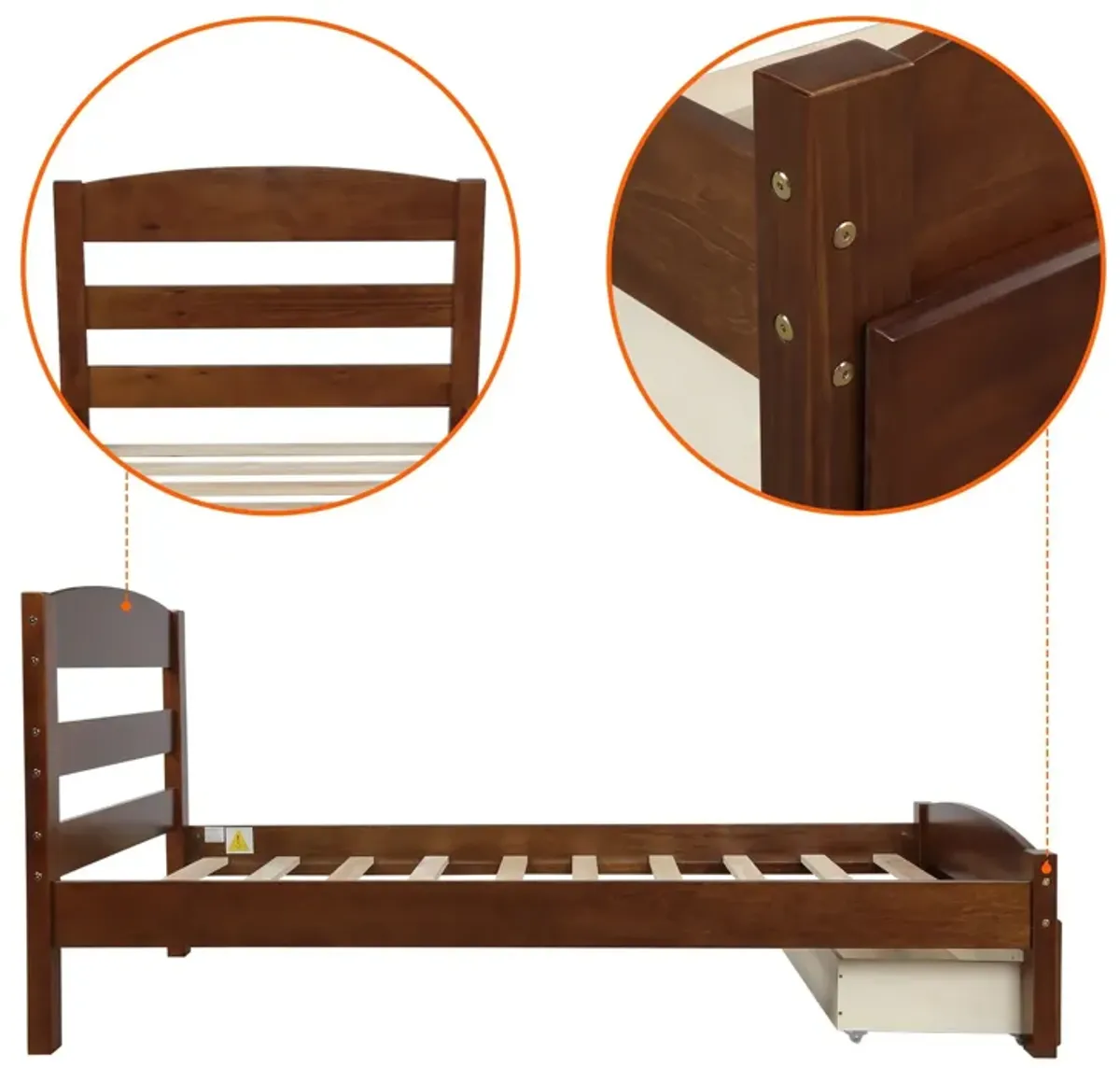 Platform Bed Frame With Storage Drawer And Wood Slat Support No Box Spring Needed