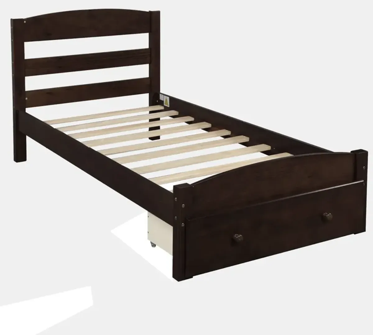 Platform Bed Frame With Storage Drawer And Wood Slat Support No Box Spring Needed