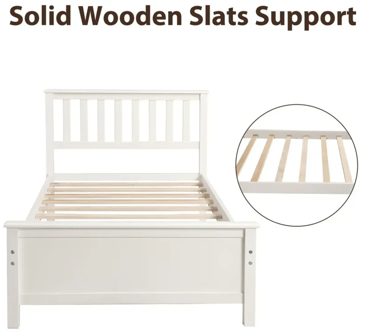 Platform Bed With Headboard, Footboard And Wood Slat Support