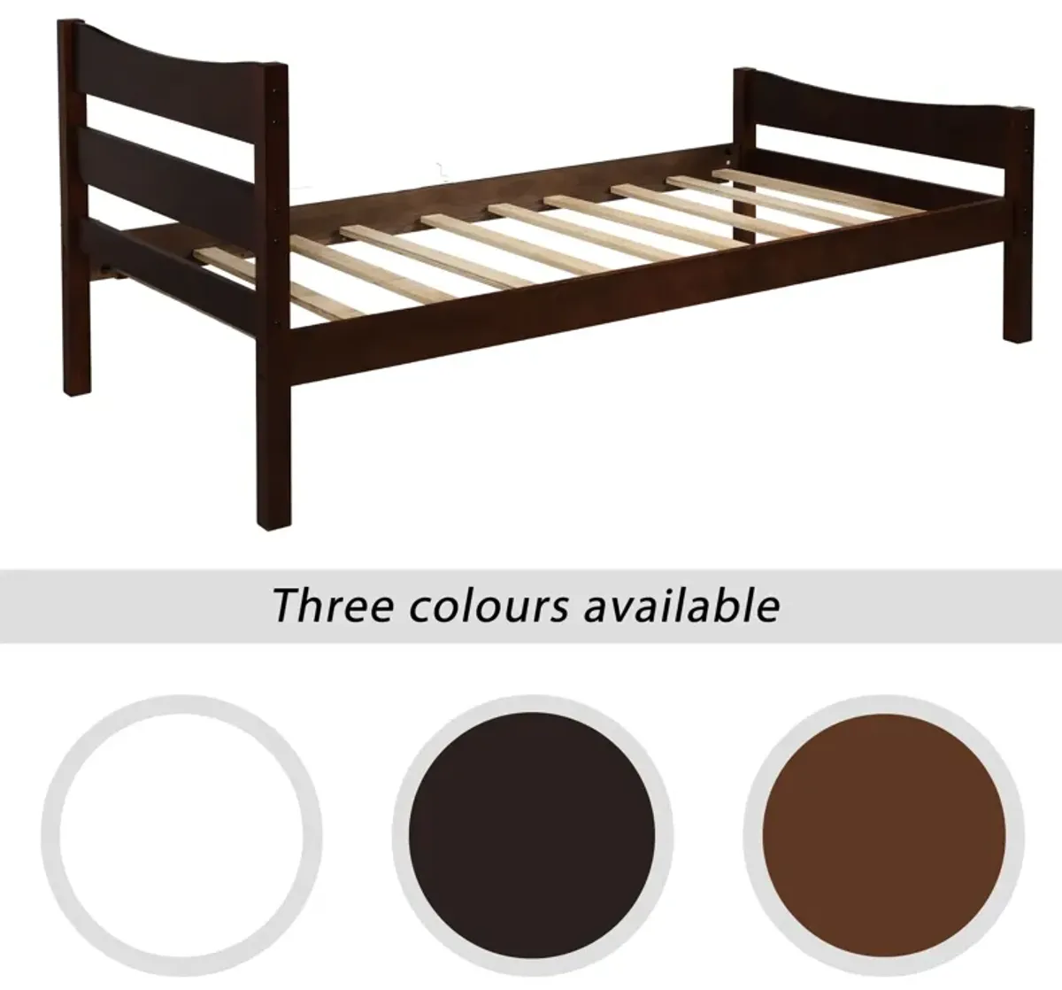 Twin Size Platform Bed With Headboard And Wooden Slat Support